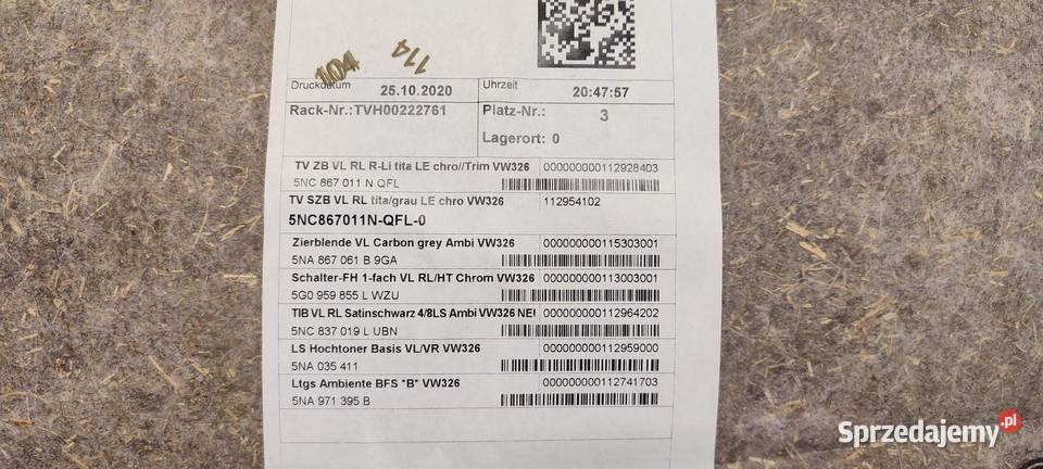 VW TIGUAN II BOCZEK DRZWI LEWY PRZÓD RHD dolnośląskie