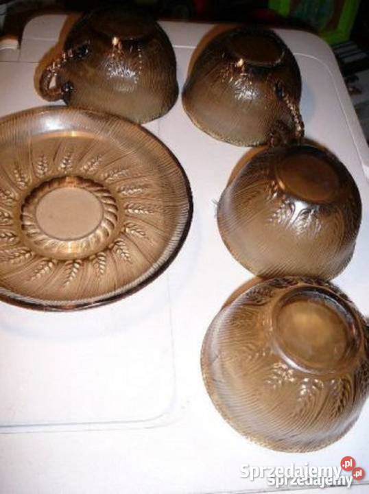 filiżanki serwis 6 podstawki 6 kłosy PRL Ceramika i szkło Wrocław