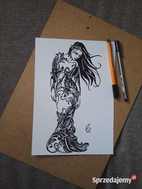 Rysunek elfka cienkopis A4 250gm2 Antyki, Sztuka, Kolekcje Warszawa sprzedam