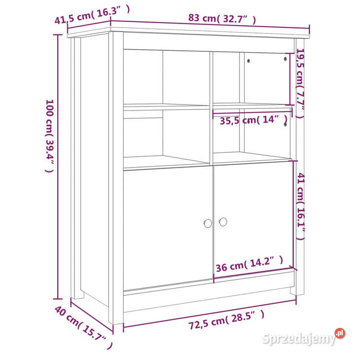 Szafka szara 83x415x100 lite drewno sosnowe Warszawa