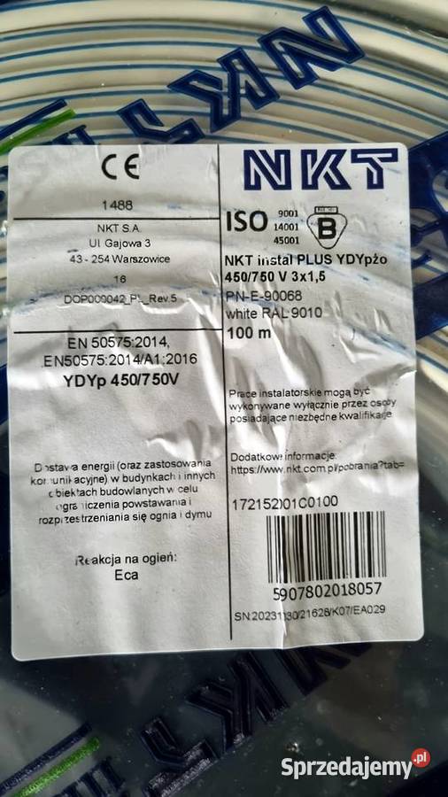 Kable elektryczne przewody płaskie ydyp nkt 3x15 Daleszyce