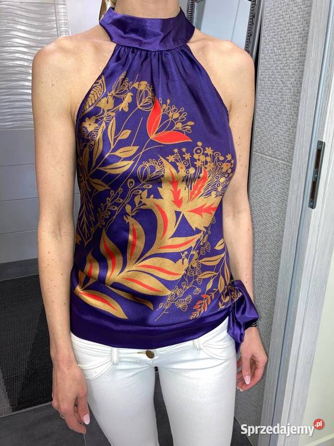 Nowa bluzka Vero Moda jedwab gejsza S fiolet Nisko