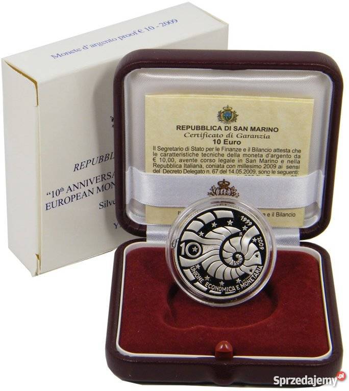 10 EUROSAN MARINO 2009 EUROPEJSKA UNIA MONETARNA mazowieckie