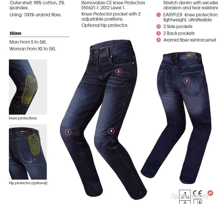 Spodnie Jeans Motocyklowe Ls2 Ochraniacze Kolan