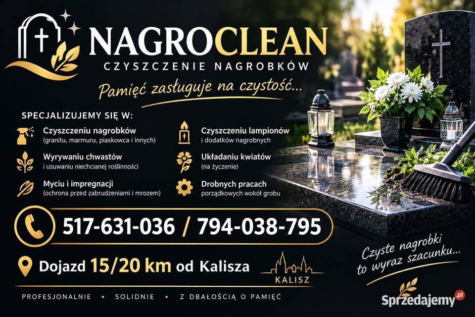 Sprzątanie i mycie nagrobków Kalisz