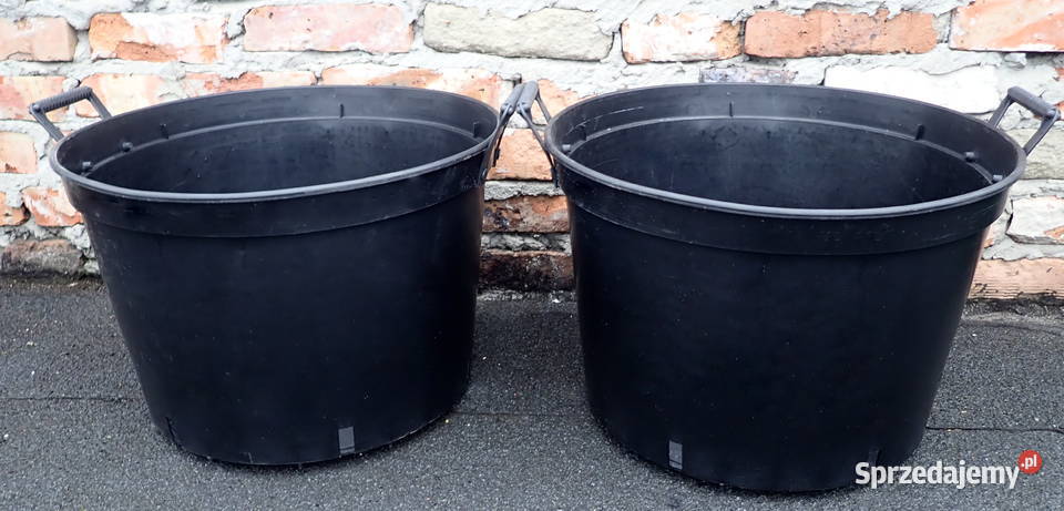 Doniczki 40L litrów z uchwytami Szerokie 46 40L czarny Siewierz