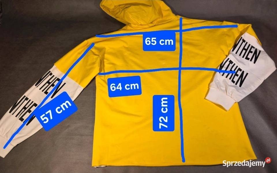 Bluza z kapturem żółtobiała L