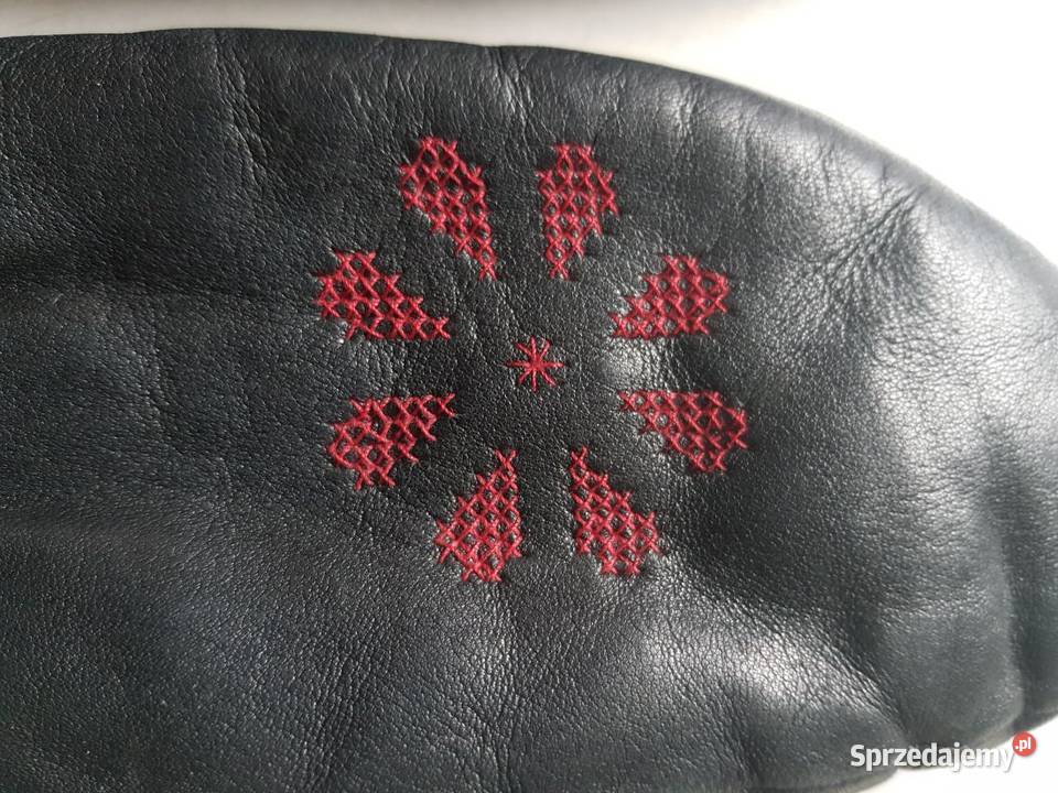 skórkowe rękawiczki z misiem wyszywane Kielce