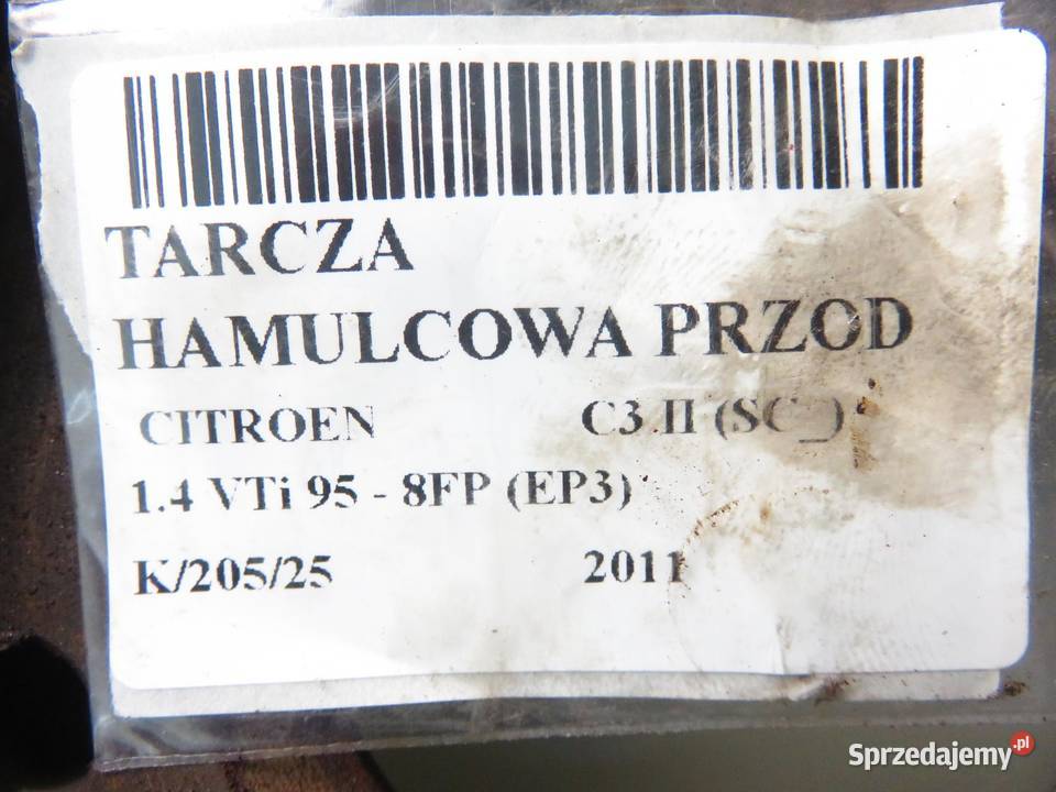 TARCZA HAMULCOWA PRZÓD CITROEN C3 II 14 VTi 95