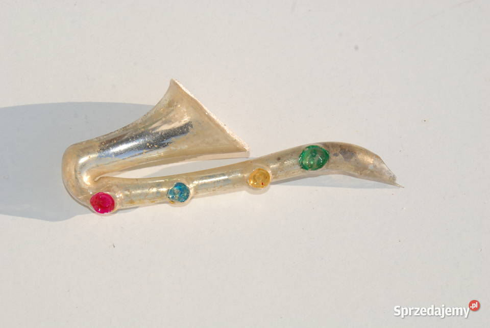 Stara ozdoba choinkowa bombka saksofon Cieszyn