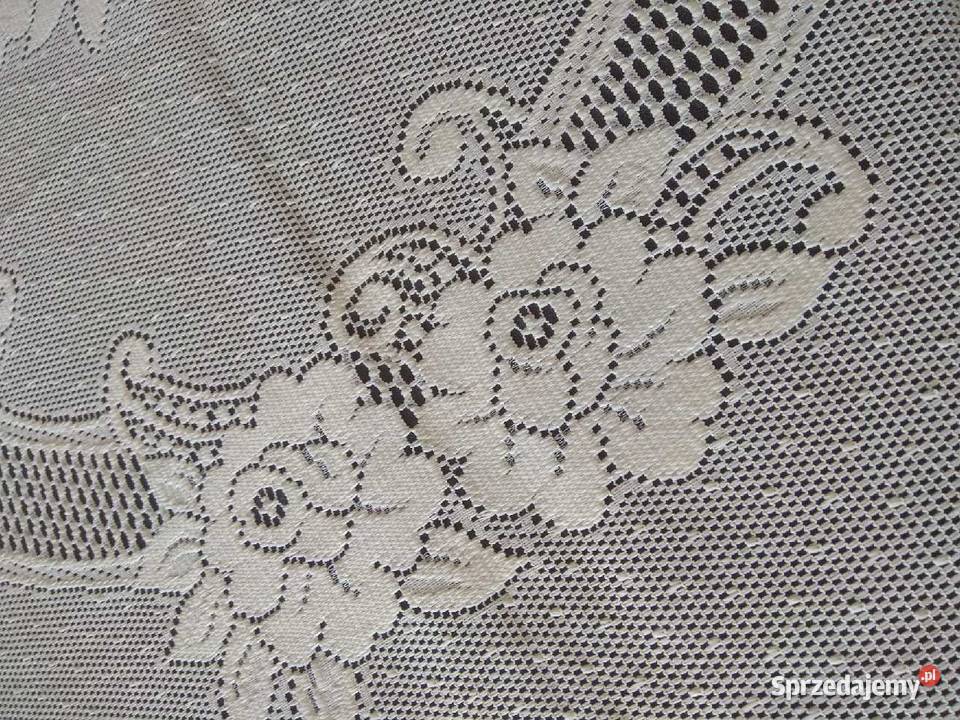 Duży kremowy owalny obrus żakardowy Sosnowiec sprzedam