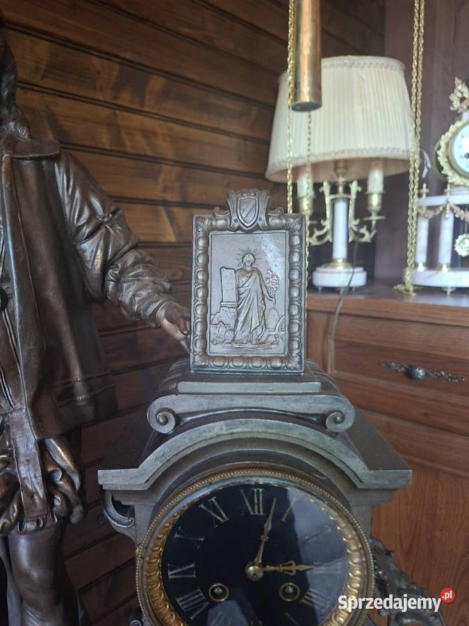 Kominkowy zegar marmurowy francuski stary Rzeszów