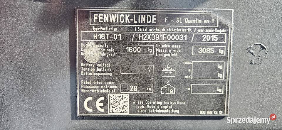 Wózek widłowy LINDE H16T01 z 2015r Maszt Triplex Motoryzacja mazowieckie