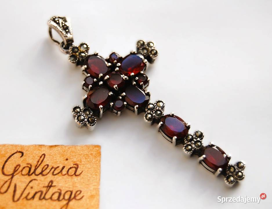 Krzyż granaty markasyty srebro pr 925 wisior Lublin