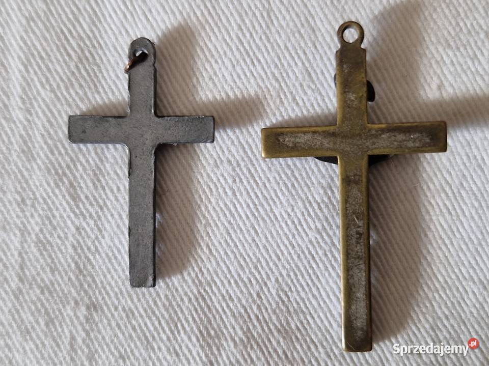 2 stare krzyżyki różańca cynowy i mosiężny