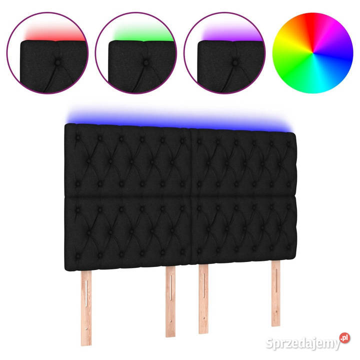 Zagłówek do łóżka z LED czarny 144x7x118128 mazowieckie Warszawa