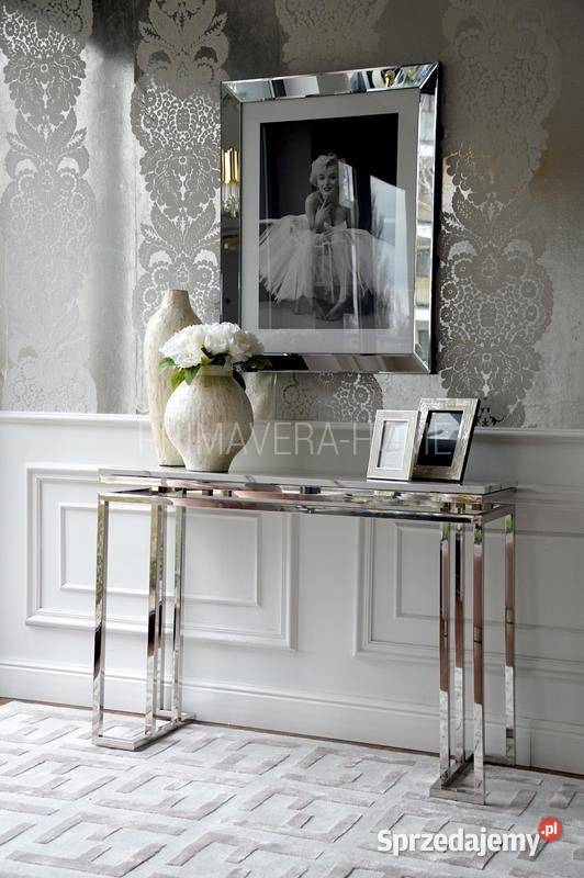 Konsola OSKAR SILVER Srebrna Glamour Biały 120cm Warszawa