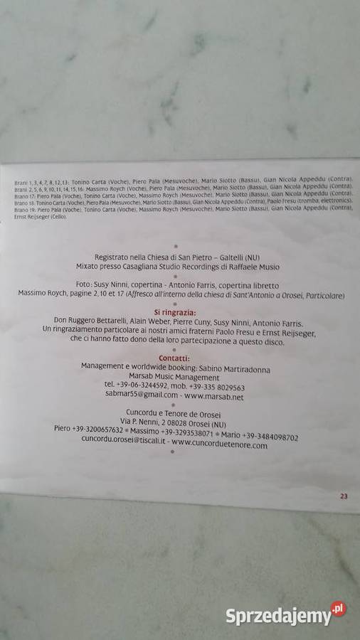 Cuncordu e Tenore de Orosei NOVAERA 2015 Buda Puławy