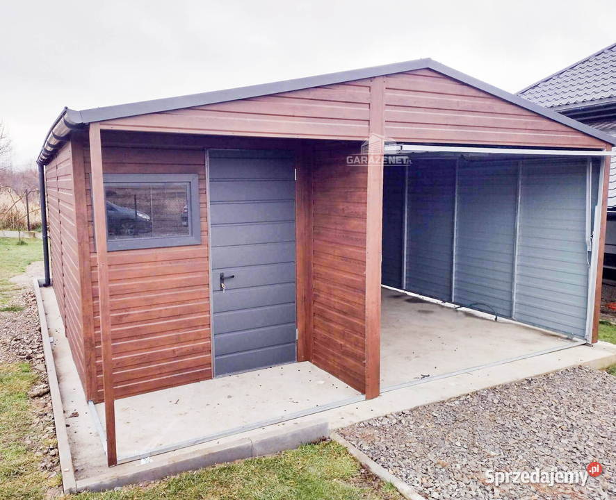 GARAŻ BLASZANY 5m x 6m DWUSPAD BRAMA UCHYLNA Domki narzędziowe Łapanów