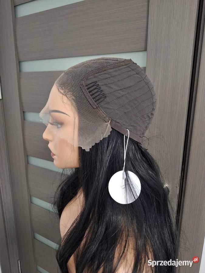 Czarna falowana długa peruka koronkowa Dla kobiet Malbork