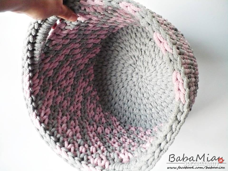 Kosz bawełniany dwukolorowy w romby na zabawki Bydgoszcz