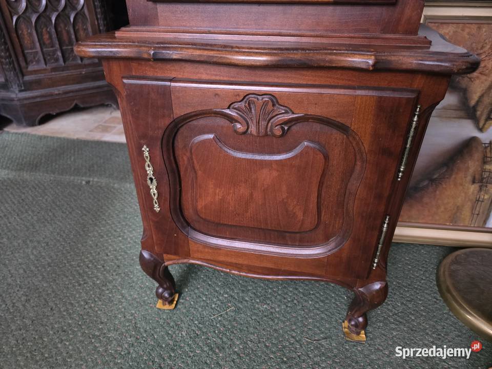 Stojący zegar kwadransowy mahoń mosiądz podłogowy