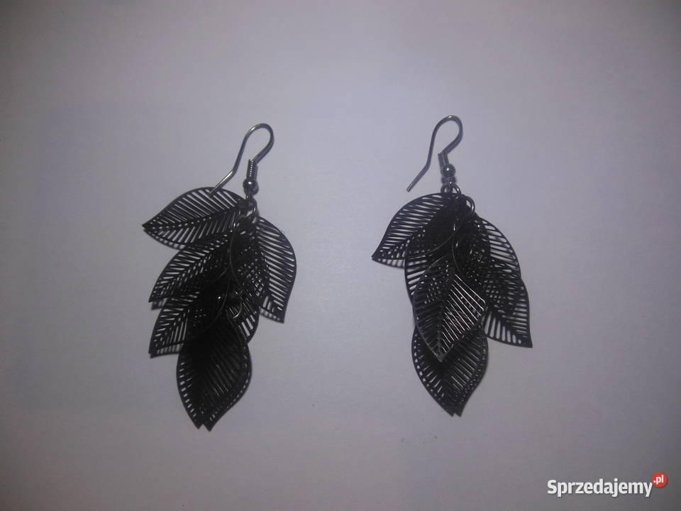 Kolczyki długie czarne Wiszące listki Kielce sprzedam