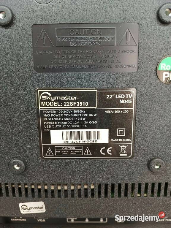 Tv Led 22 cale Skymaster 22sf3510 Usb DVBT2 Full Kraków