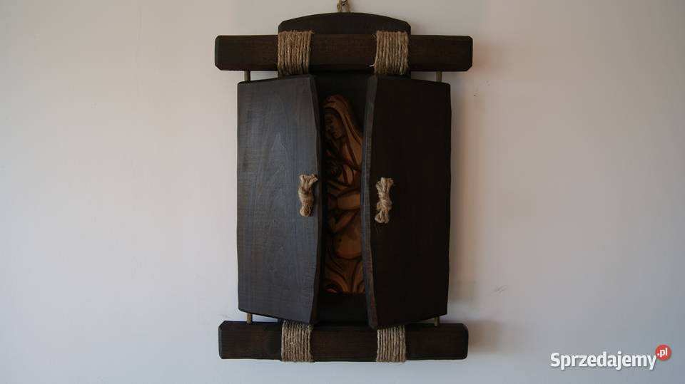 Duży tryptyk płaskorzeźba drewno rękodzieło Łódź