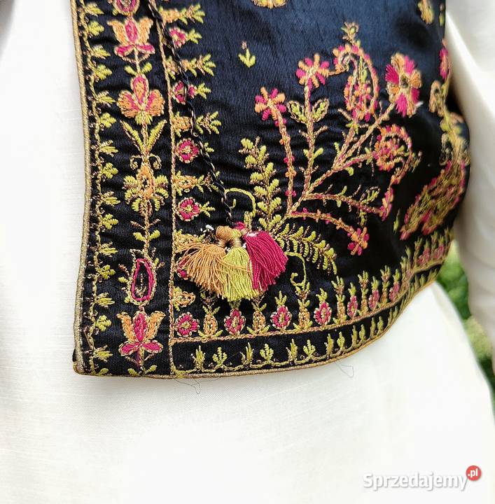 Czarna kamizelka bolerko gorset M 38 etno folk czarny Szczecin