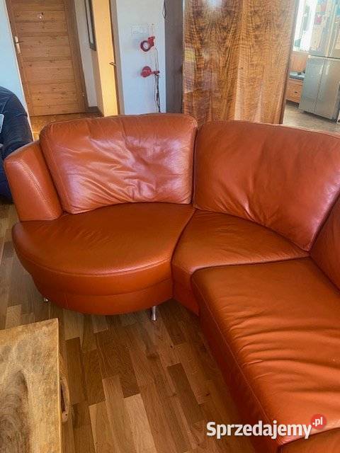 Skórzany narożnik z funkcją spania podnóżek 265cm dolnośląskie Legnica