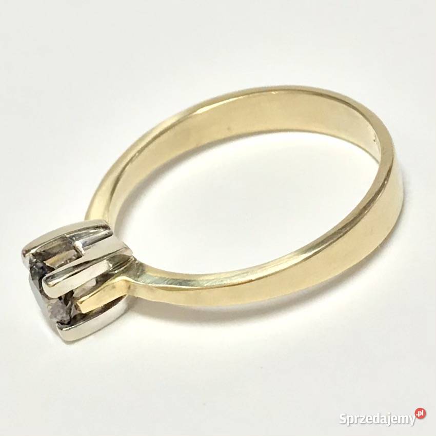 Złoty PIERŚCIONEK 585 14K brązowy DIAMENT 04ct mazowieckie Warszawa