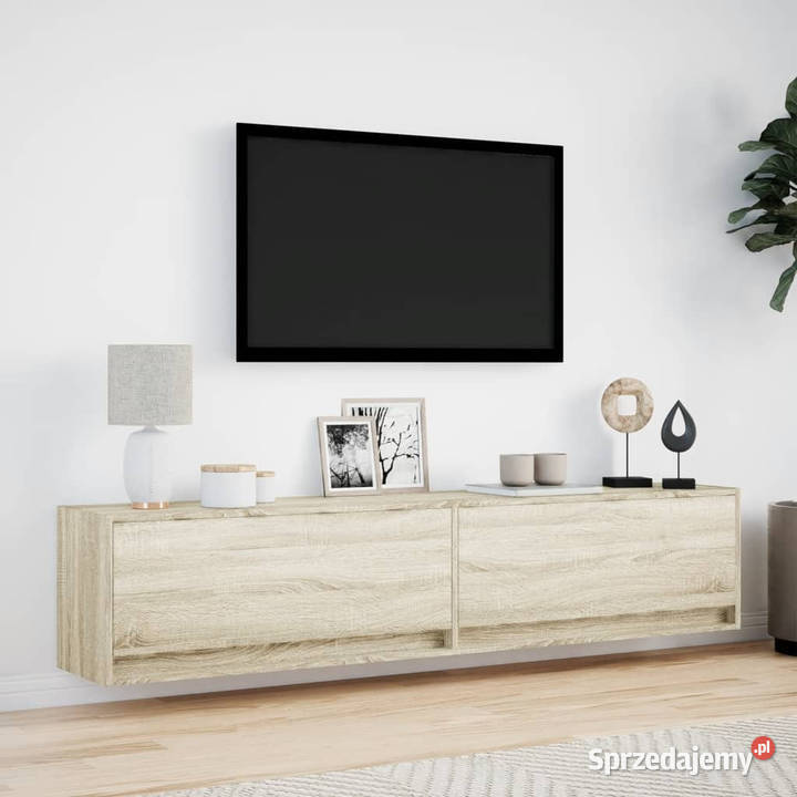 Ścienna szafka pod TV z LED dąb sonoma 180x31x38 Warszawa