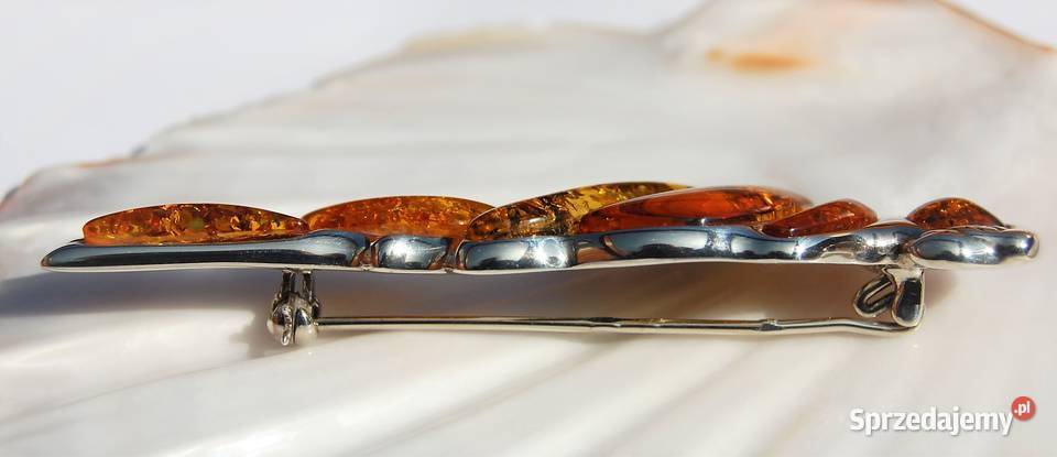 Broszka papuga bursztyn bałtycki srebro pr 925 Lublin sprzedam