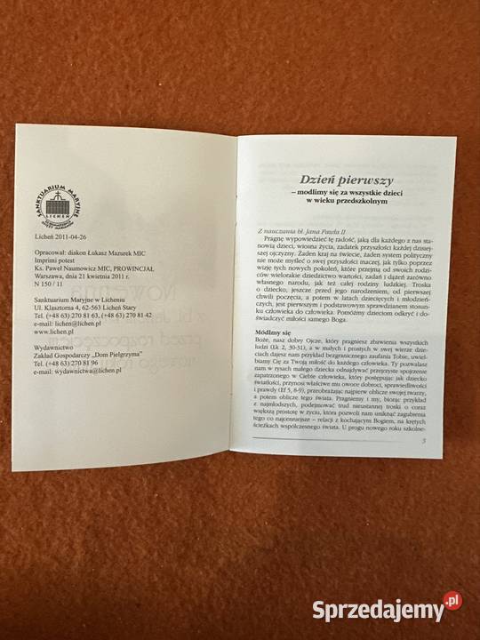 Książeczka Nowenna z Janem Pawłem II przed Zabrze