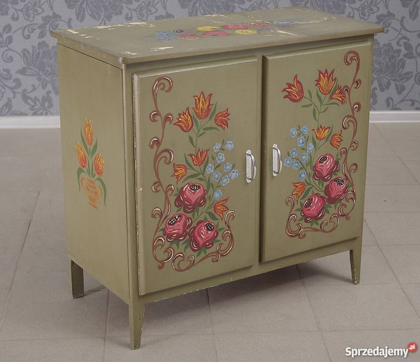 Szafka malowana ręcznie kwiaty handmade 4809 opolskie Nysa