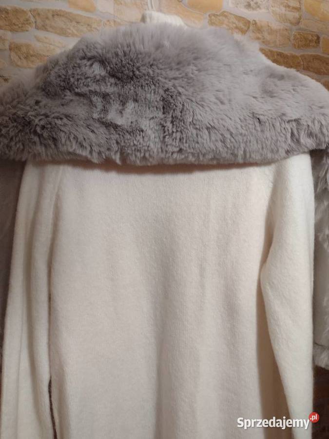 ZARA Wytworny szary Futrzany kołnierz etola szal Kraków