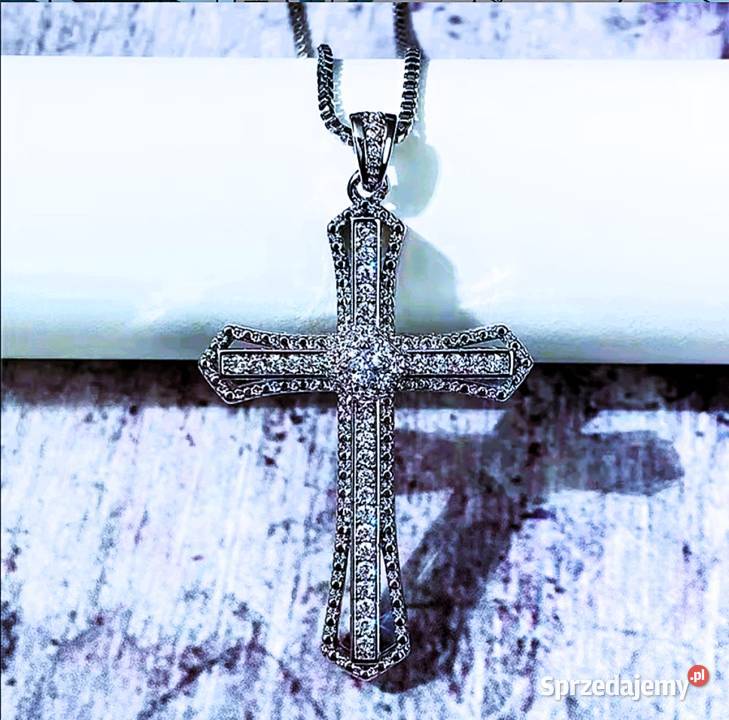 Naszyjnik Krzyżyk Wisiorek Zawieszka Metal Poraj