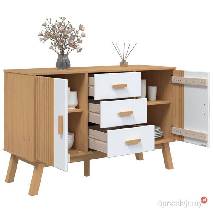 Komoda OLDEN białobrązowa 114x43x735 lite drewno Warszawa sprzedam
