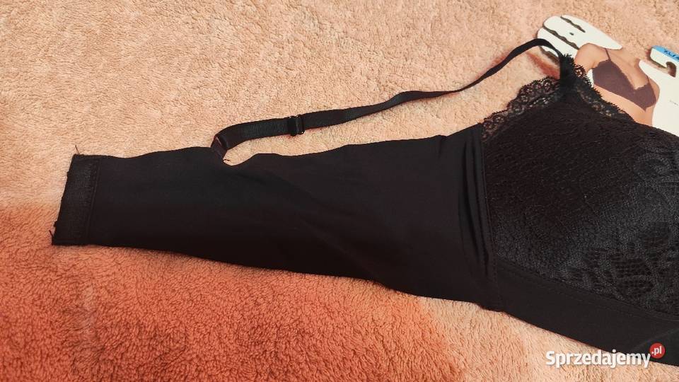 Czarny biustonosz z czarną koronką XL Bezszwowy