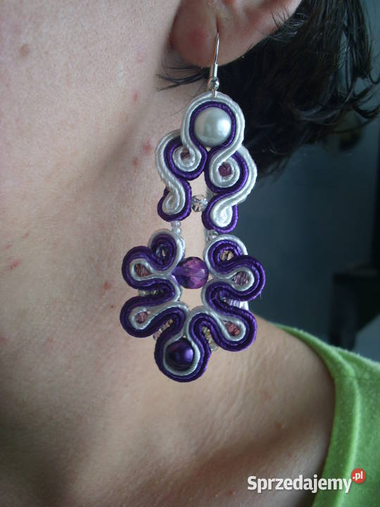 Kolczyki fioletowe sutasz białe Częstochowa sprzedam