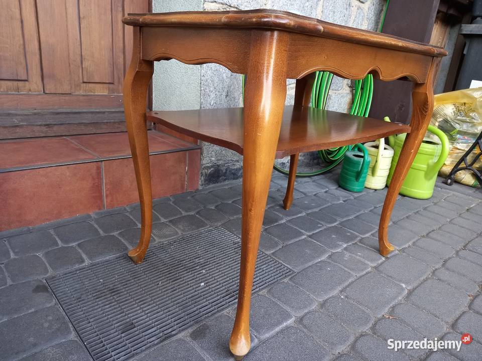 Stary stolik kawowy ludwikowski z półką vintage Rawicz