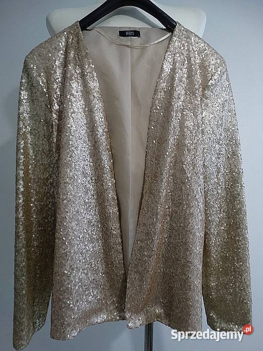 Marynarka Blezer Narzutka Cekinowa Złota Łomża