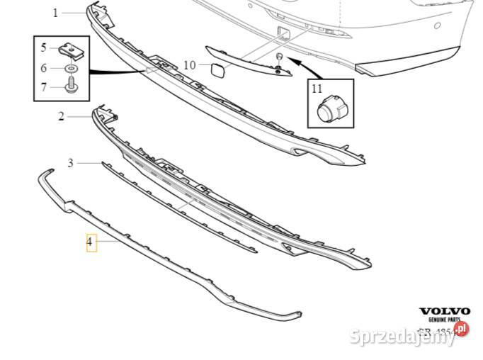 VOLVO S60 III V60 II spoiler listwa zderzaka tyl Gadgety motoryzacyjne dolnośląskie