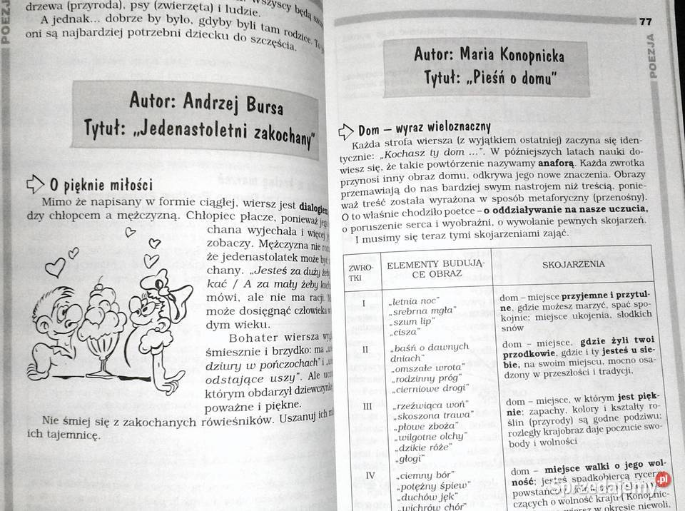 Opracowania lektury wiersze kl 5 Język polski miękka Chełm
