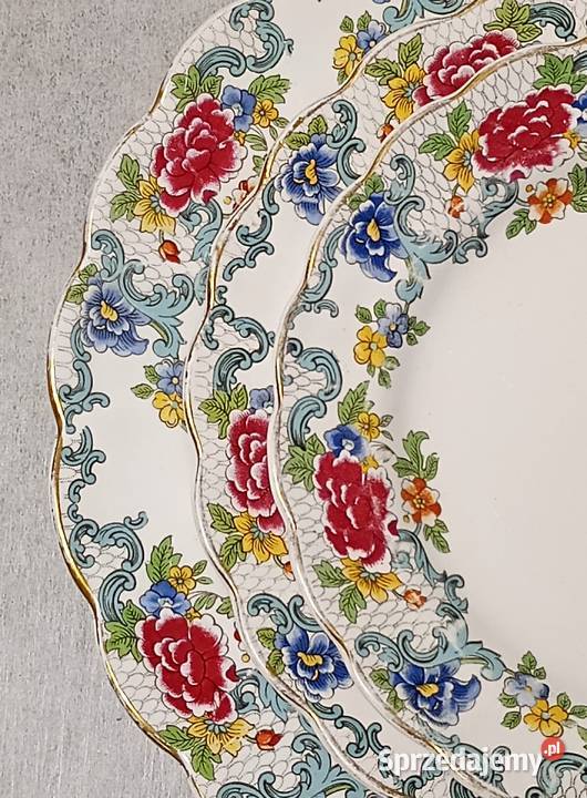 Booths Floradora Talerze Zestaw talerzy England Porcelana i szkło podlaskie Augustów