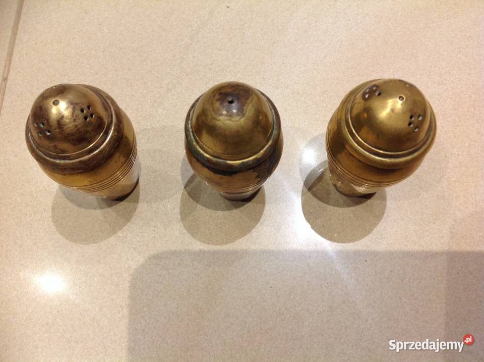 Stare Solniczki Pieprzniczki Mosiężne 3 Nowa Sól