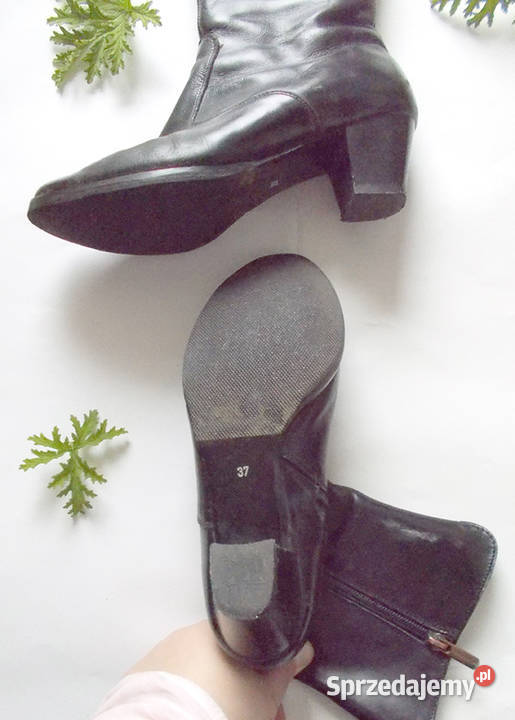 skórzane kozaki 37 czarne kozaki ze skóry damsie inna Kozaki