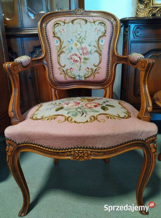 Fotel ludwikowski gobelin kwiaty Białystok