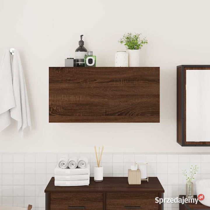 Wisząca szafka łazienkowa brązowy dąb 80x25x40 Warszawa